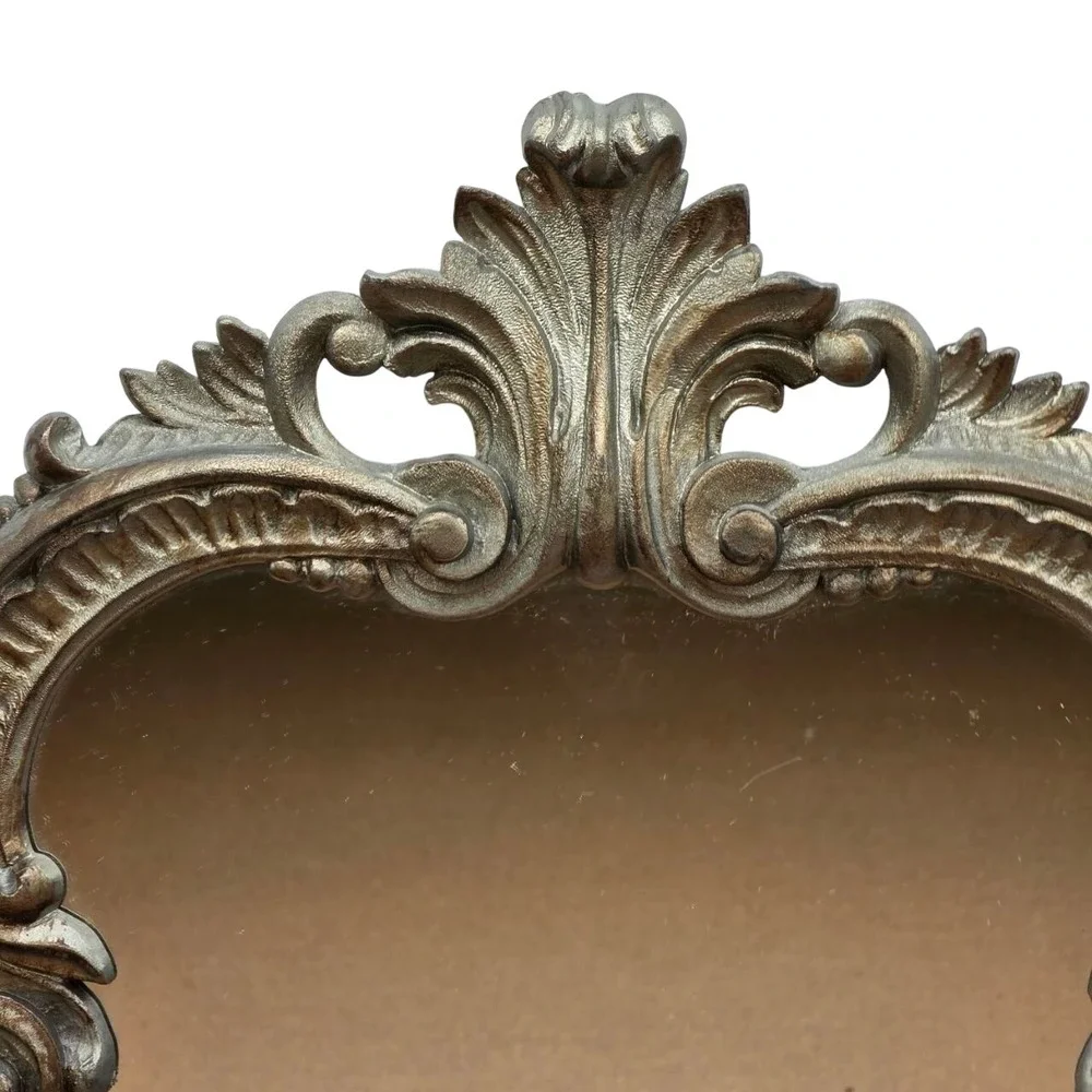 Vintage Italian Ornate Wall Mirror Antique Silver Rococo Baroque Frame Italy
